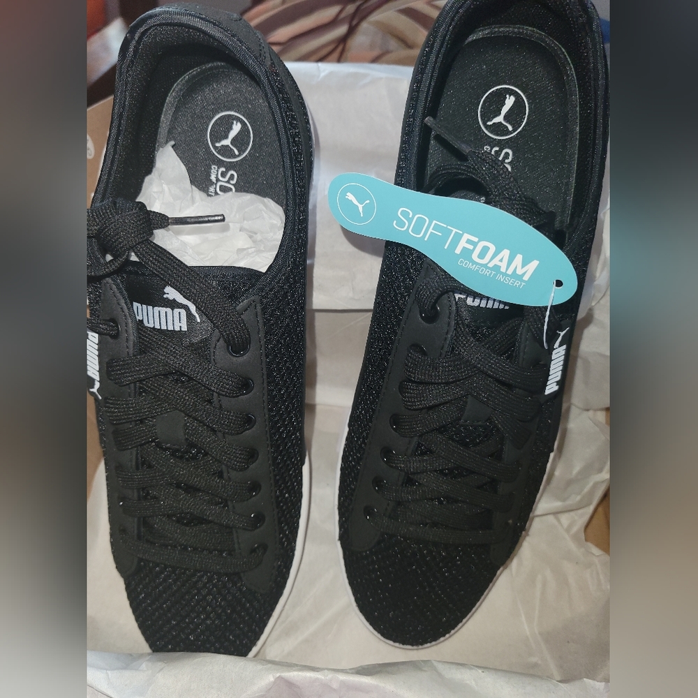 Puma Vikky Mesh FM Sneakers - Puma Black & Puma White, Sz: 11